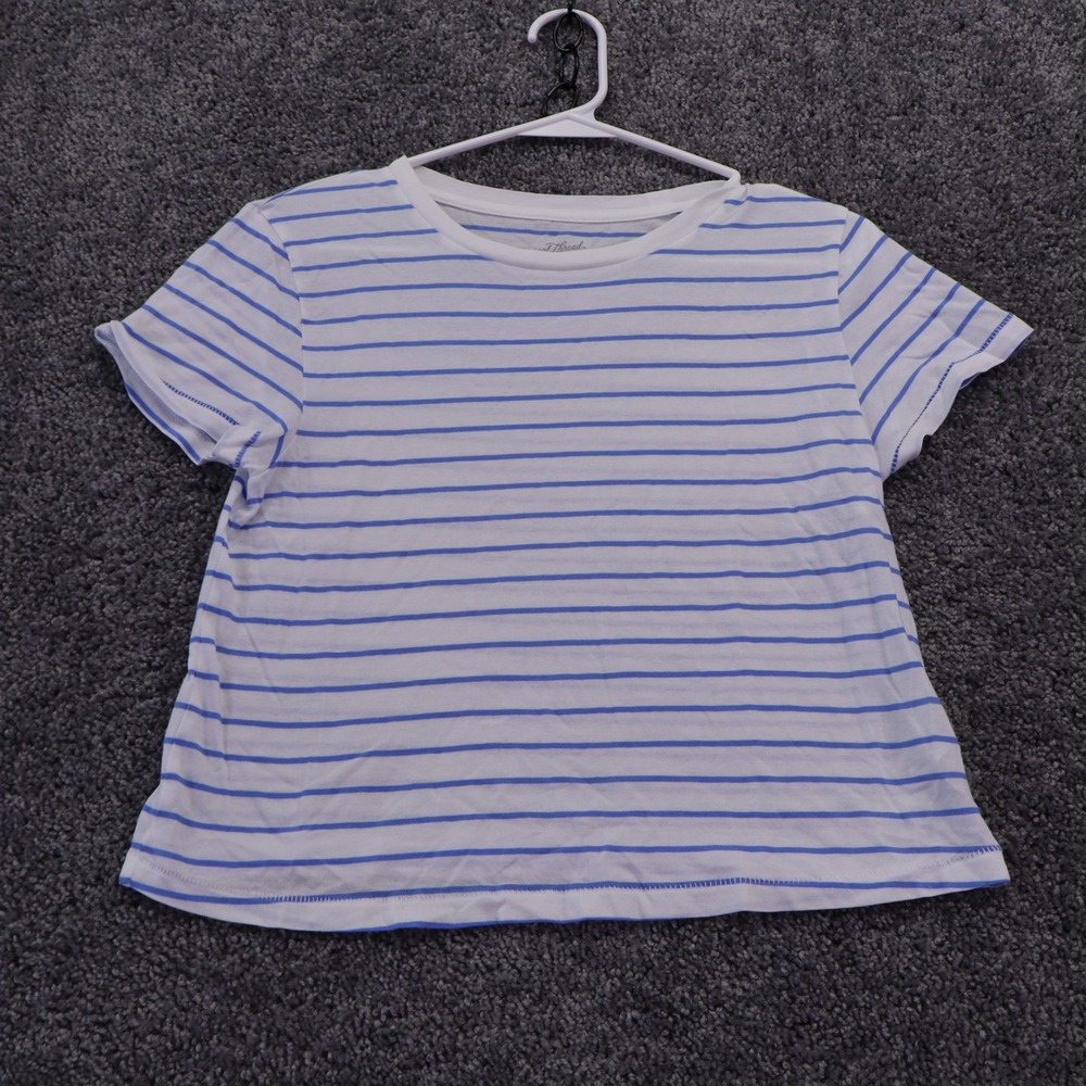 Universal Thread T Shirt Womens Small Blue White Striped Short Sleeve Cotton